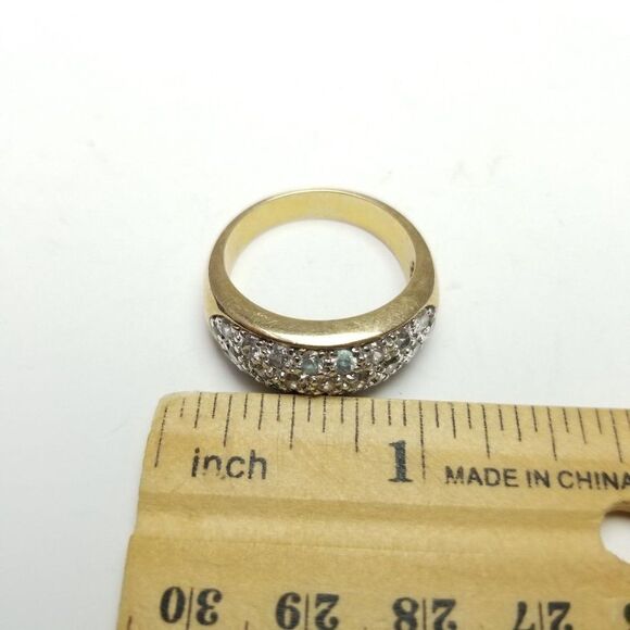 Vintage Rhinestone Encrusted Band, Gold Tone Ring, Stacking, Estate, Size 11 - Picture 3 of 7